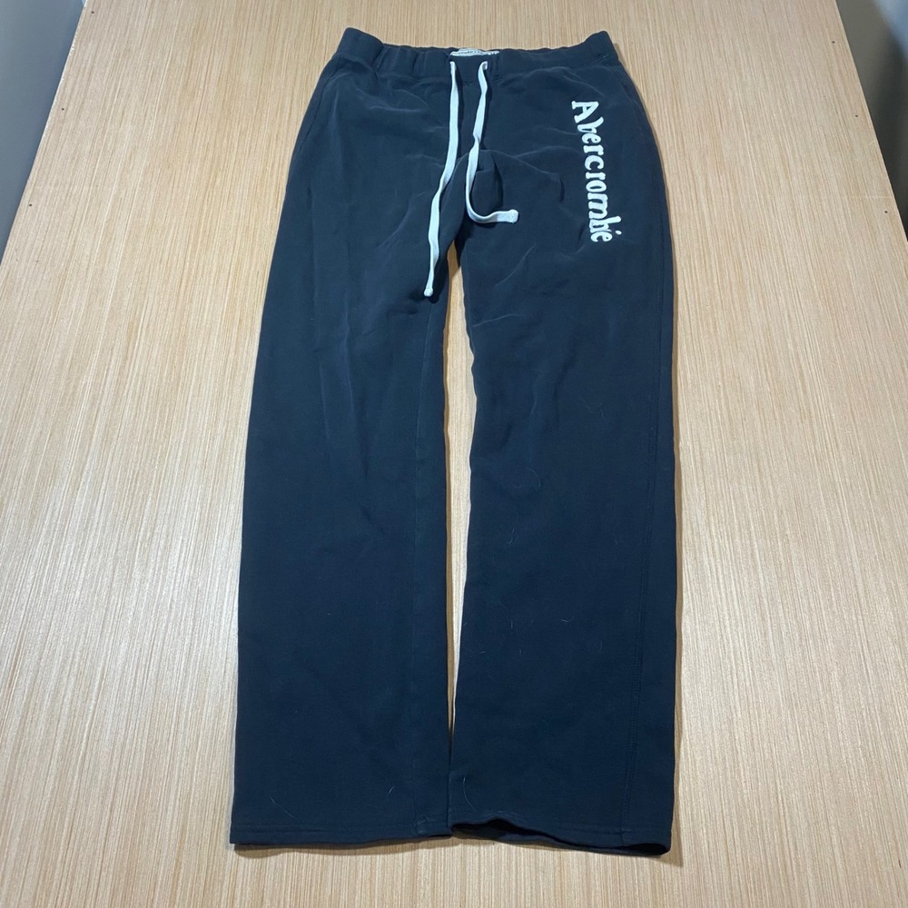 Abercrombie & Fitch Black Track Pants with White Logo